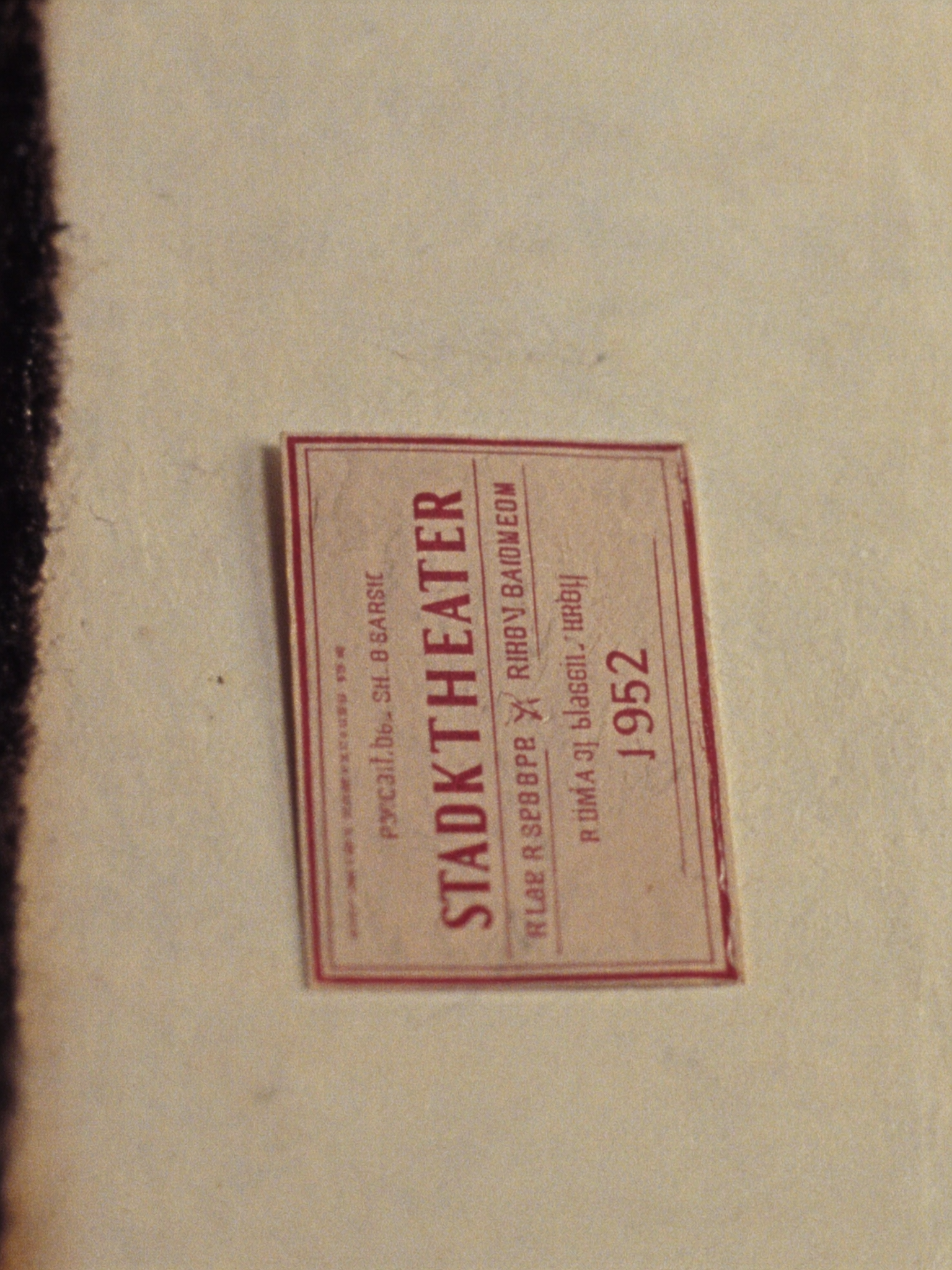 Archiv-Billett 1952